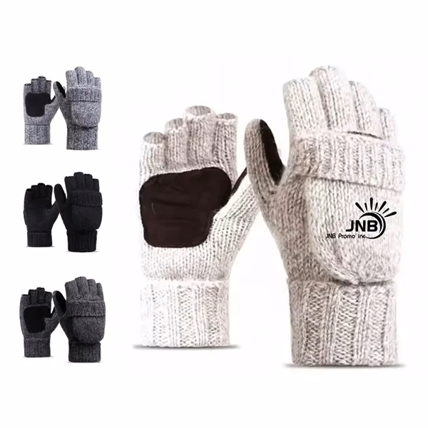 Convertible Wool Blend Crochet Fingerless Gloves