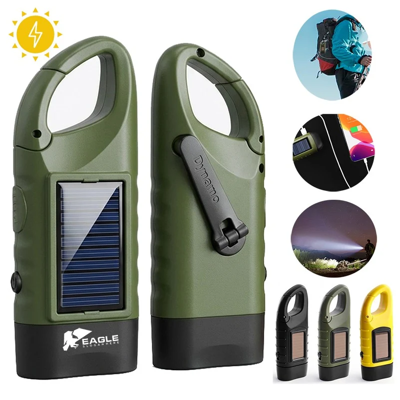 Portable Hand Crank Solar Powered Flashlight 1