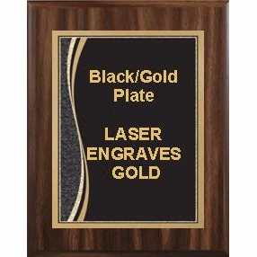 7" x 9" Walnut Finish Plaque with a Black Marble Patina Plate
