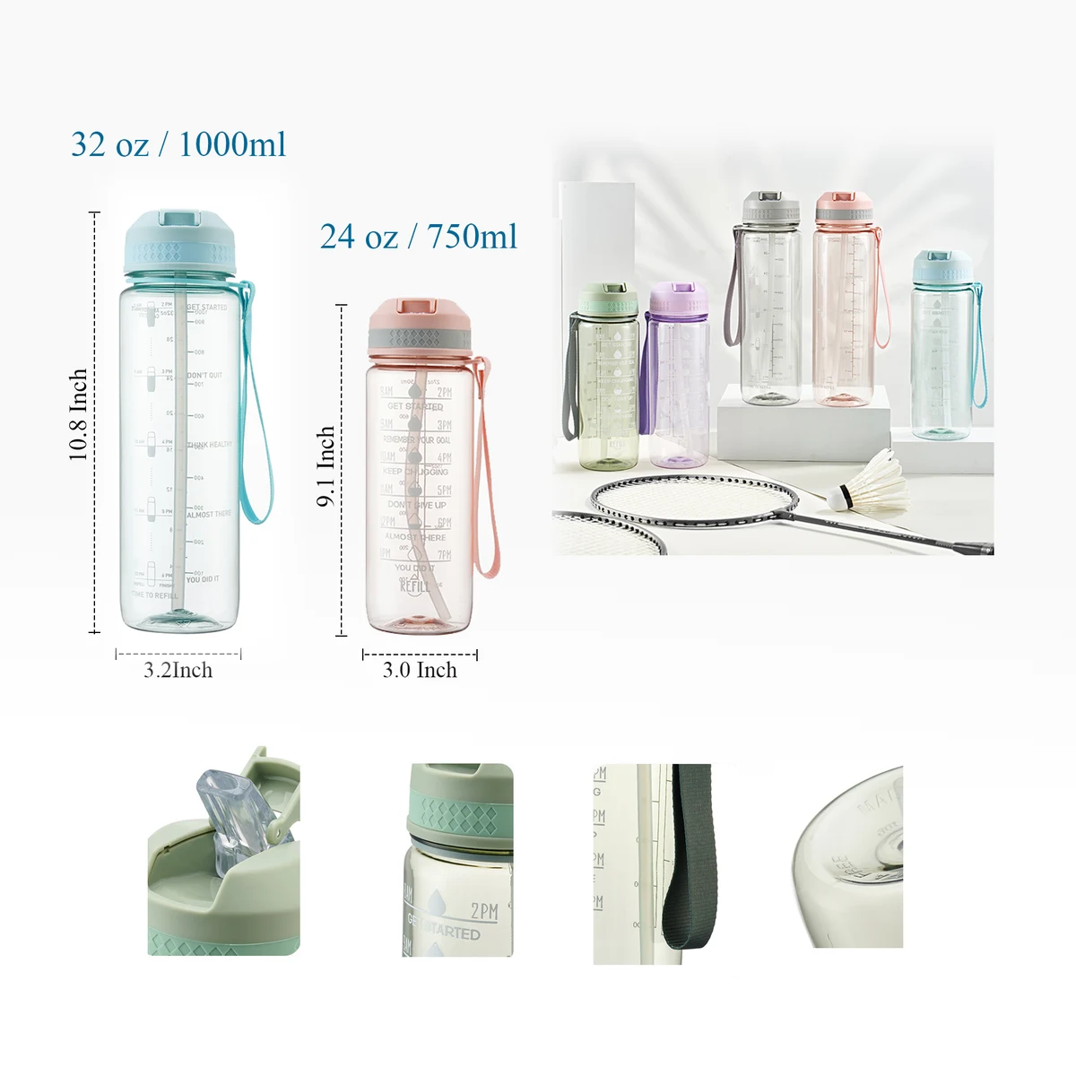 32 oz 24 ozBuilt-in Straw Water Bottle 1