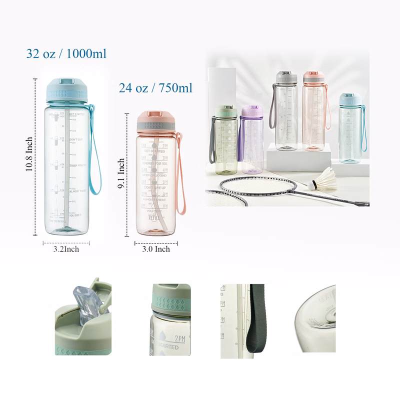 32 oz 24 ozBuilt-in Straw Water Bottle