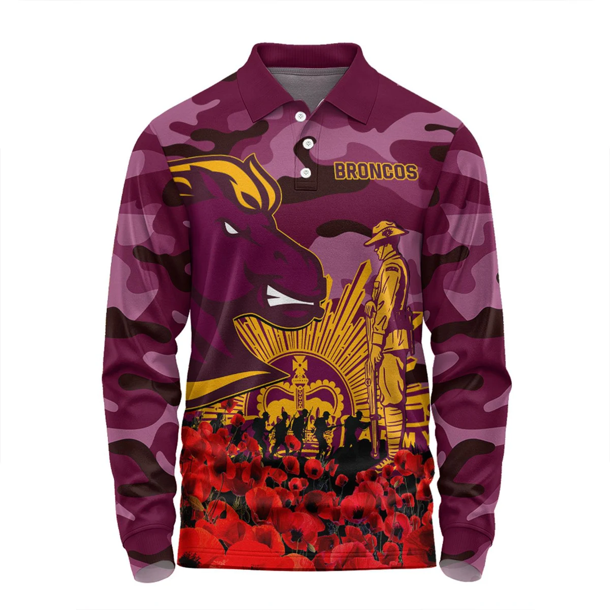 100% Cotton Full Color Pigmented Digital Print Men's Long Sleeve Polo - 5.3 oz 1