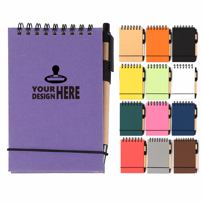 MOQ25 Small 3x5 Inch Spiral Jotter Notepad With Pen
