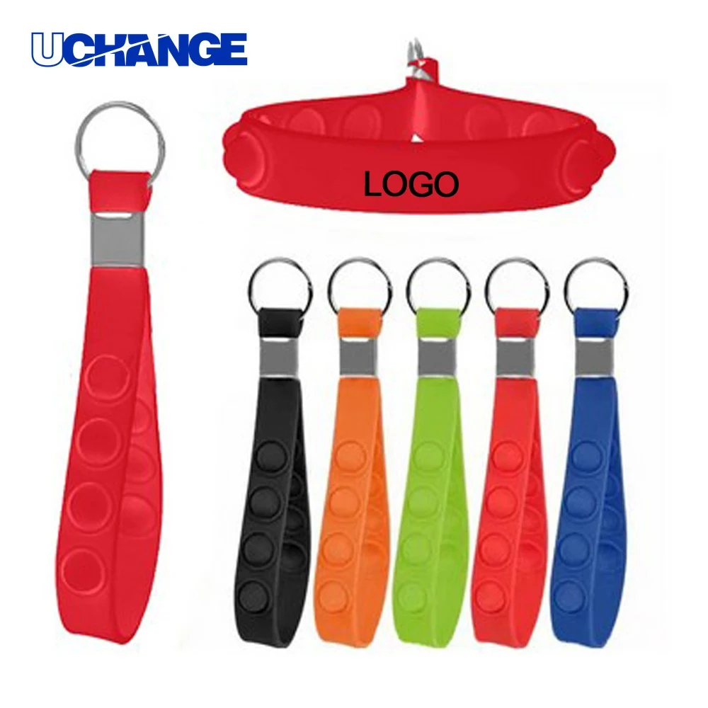 Silicone Push Pop Wrist Strap Toy Silicone Push Pop Wrist Strap with Keychain 1