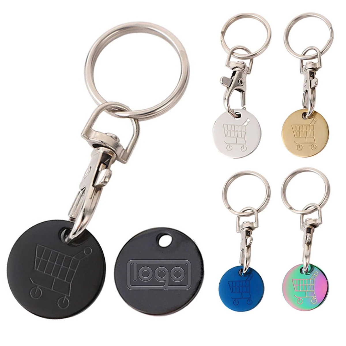 Stainless Steel Shopping Cart Token Keychain 1