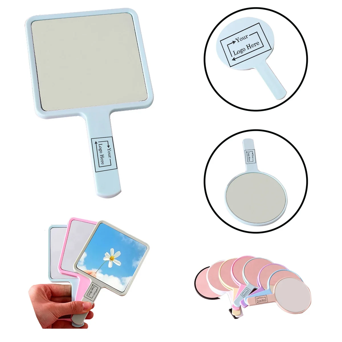 Silkscreen Plastic Handheld Make-up Mirror 1