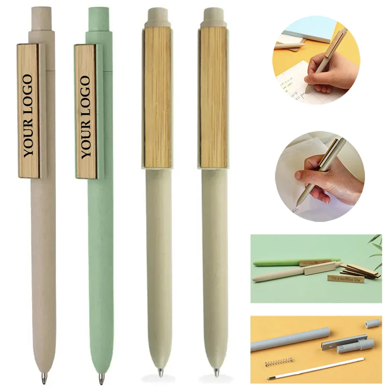 ECO Friendly Promotional Plastic Pen With Bamboo Clip 1