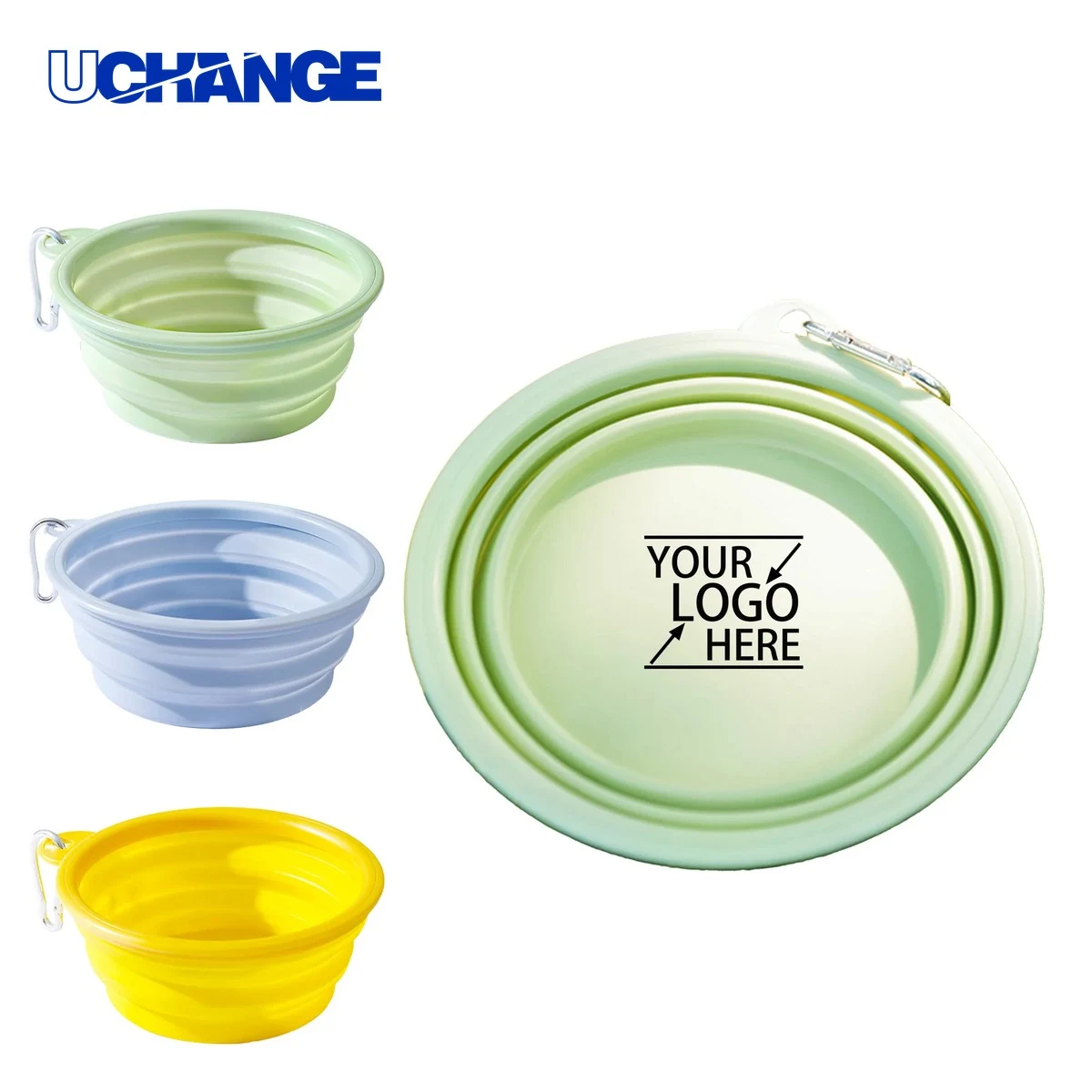 Collapsible Pet Feeding Bowl with Carabiner Clip 1