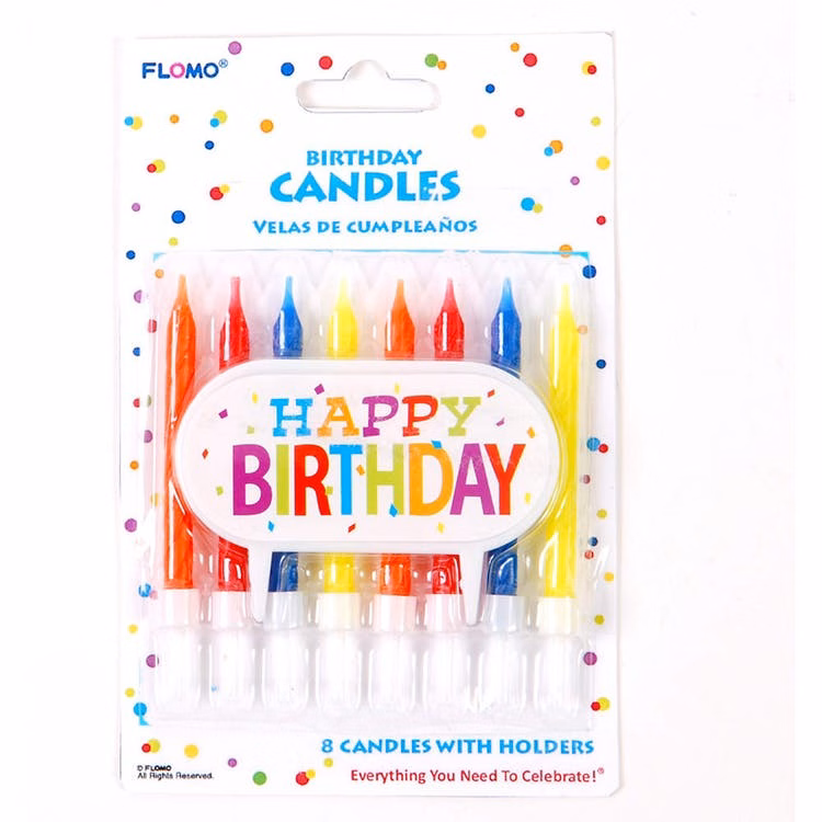Birthday Cake Decoration - Assorted Colors 8 Candles