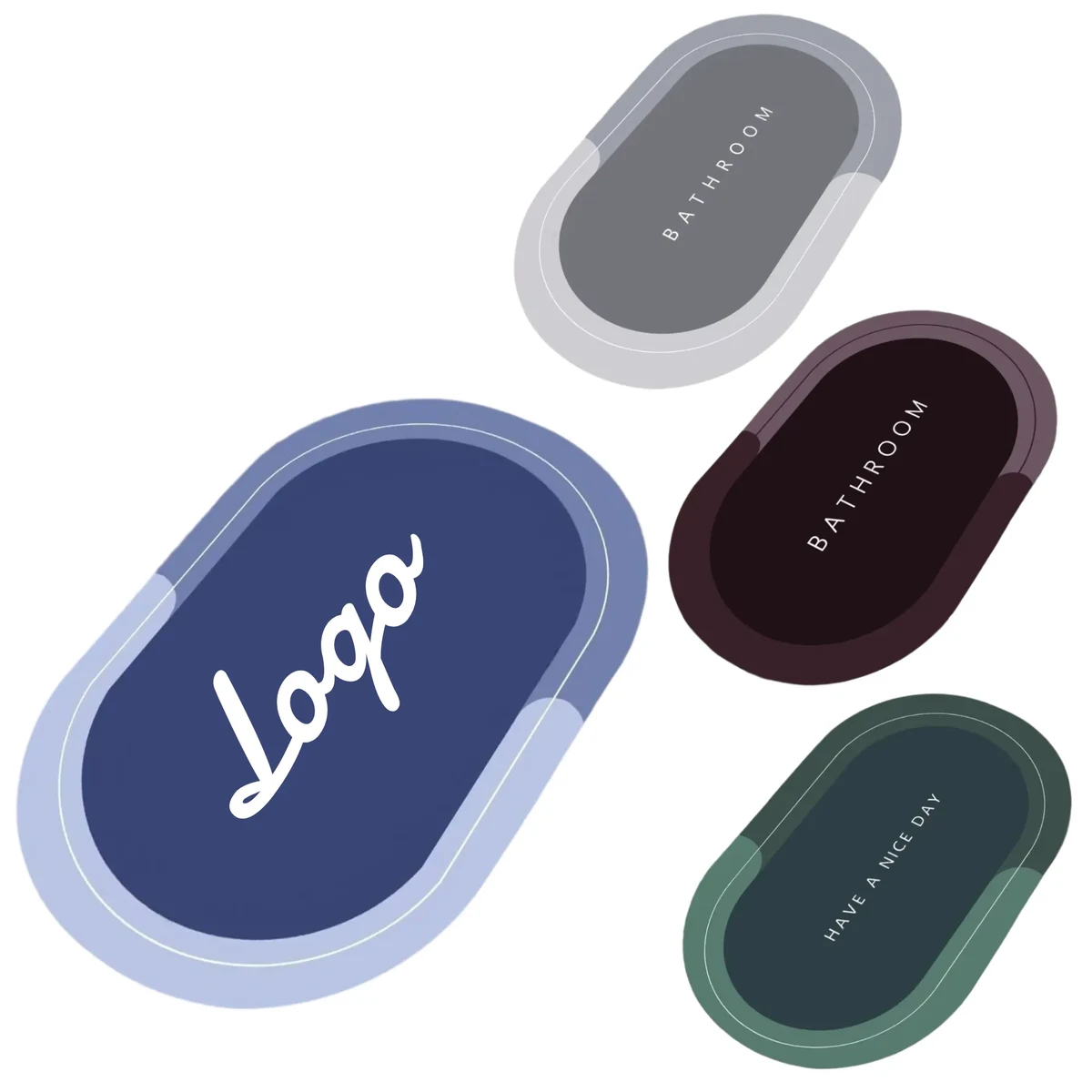 Oval Shaped Custom Logo Bathroom Mats 1