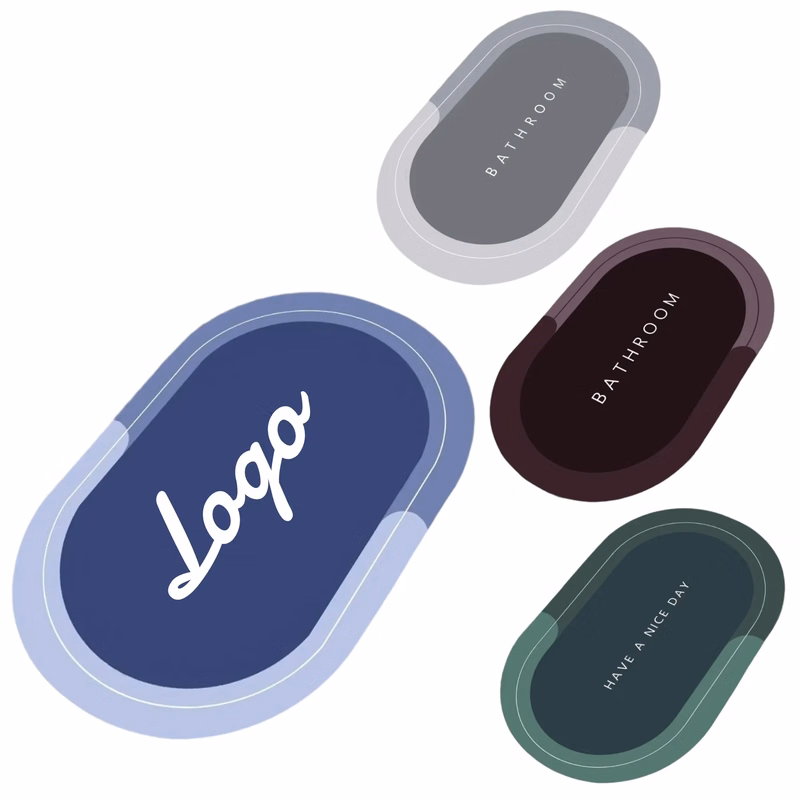 Oval Shaped Custom Logo Bathroom Mats