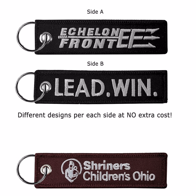 1 1/2" x 5" Two Sided Embroidered Key Ring