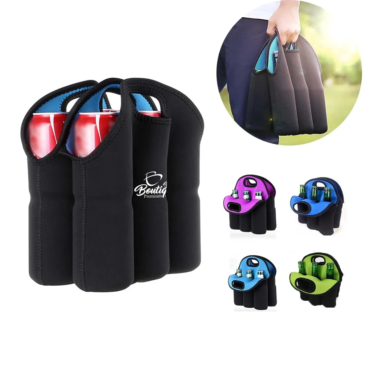 6 Bottles Insulated Neoprene Carrier Tote cooler Beer Bag 1