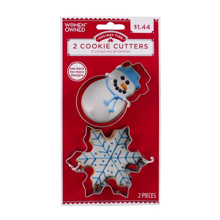 Cookie Cutters - 2 Piece Snowman and Snowflake, custom kitchen gadget with logo imprint 1