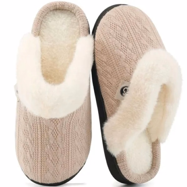 Ecetana Women's Warm Knit House Slippers with Memory Foam