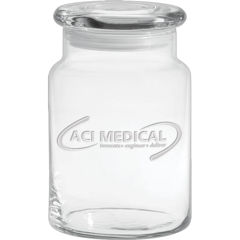 26 oz. Apothecary Jar with Flat Lid - Deep Etched 1