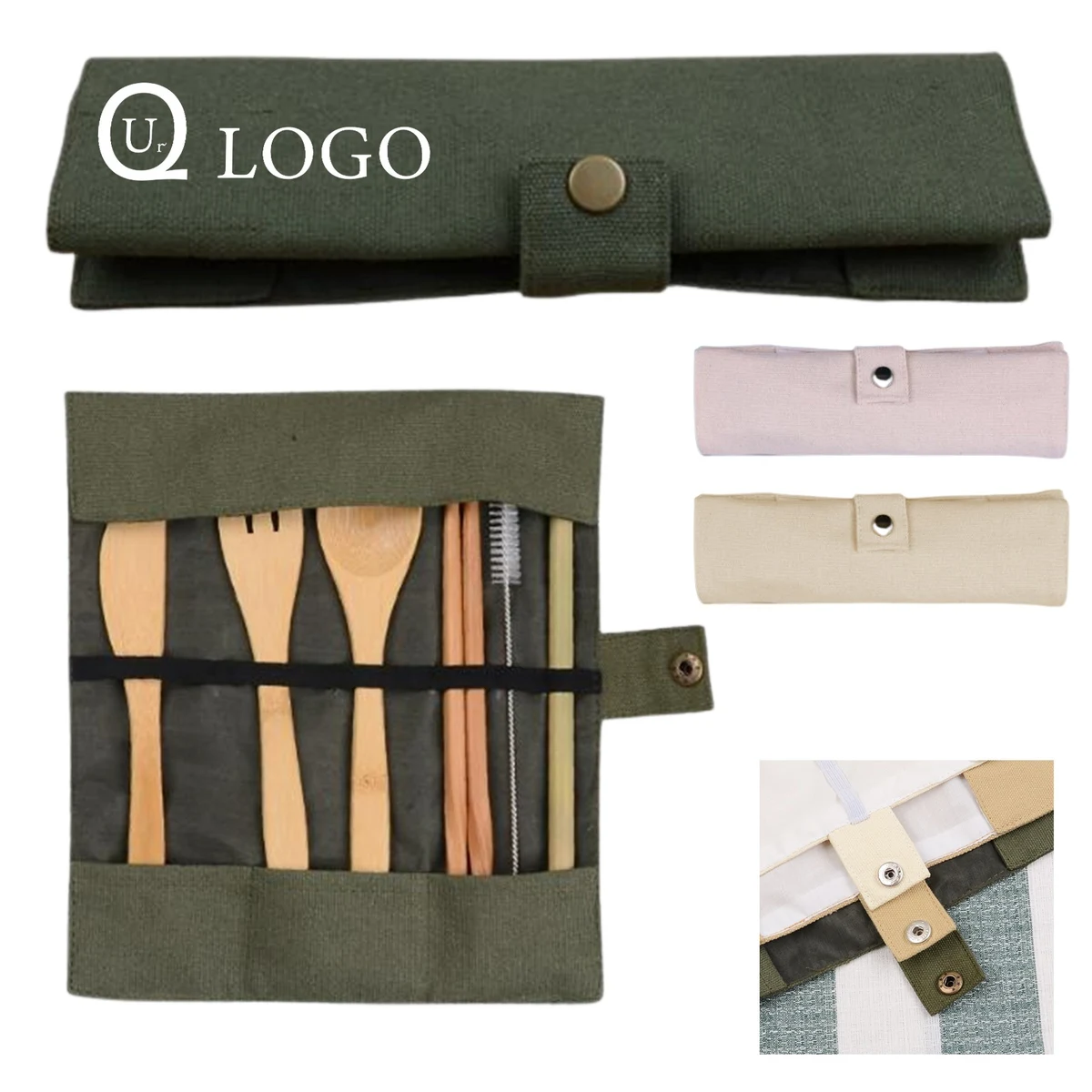 Bamboo Tableware Utensils Set W/ Pouch 1