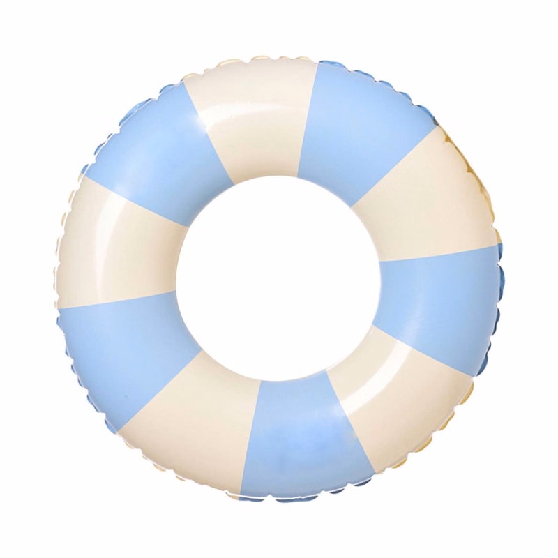 Summer Retro Striped Inflatable Swim Ring w/ Thickened PVC