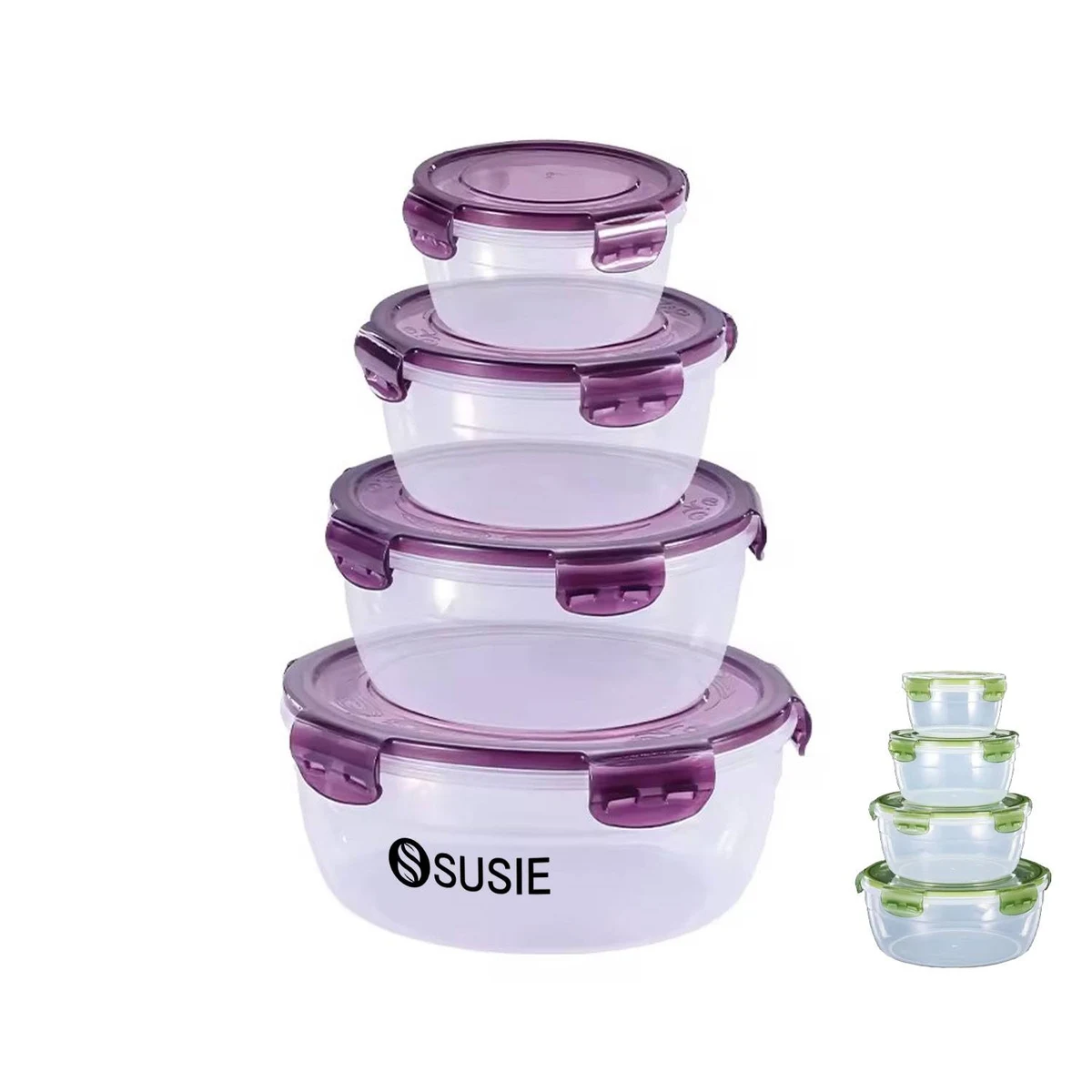 4Pcs Portable Plastic Food Containers with Lids 1