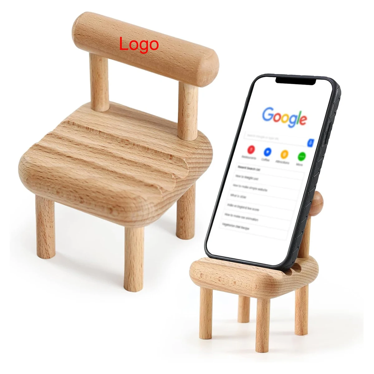 Cute Wooden Mini Chair Phone Stand for Desk 1
