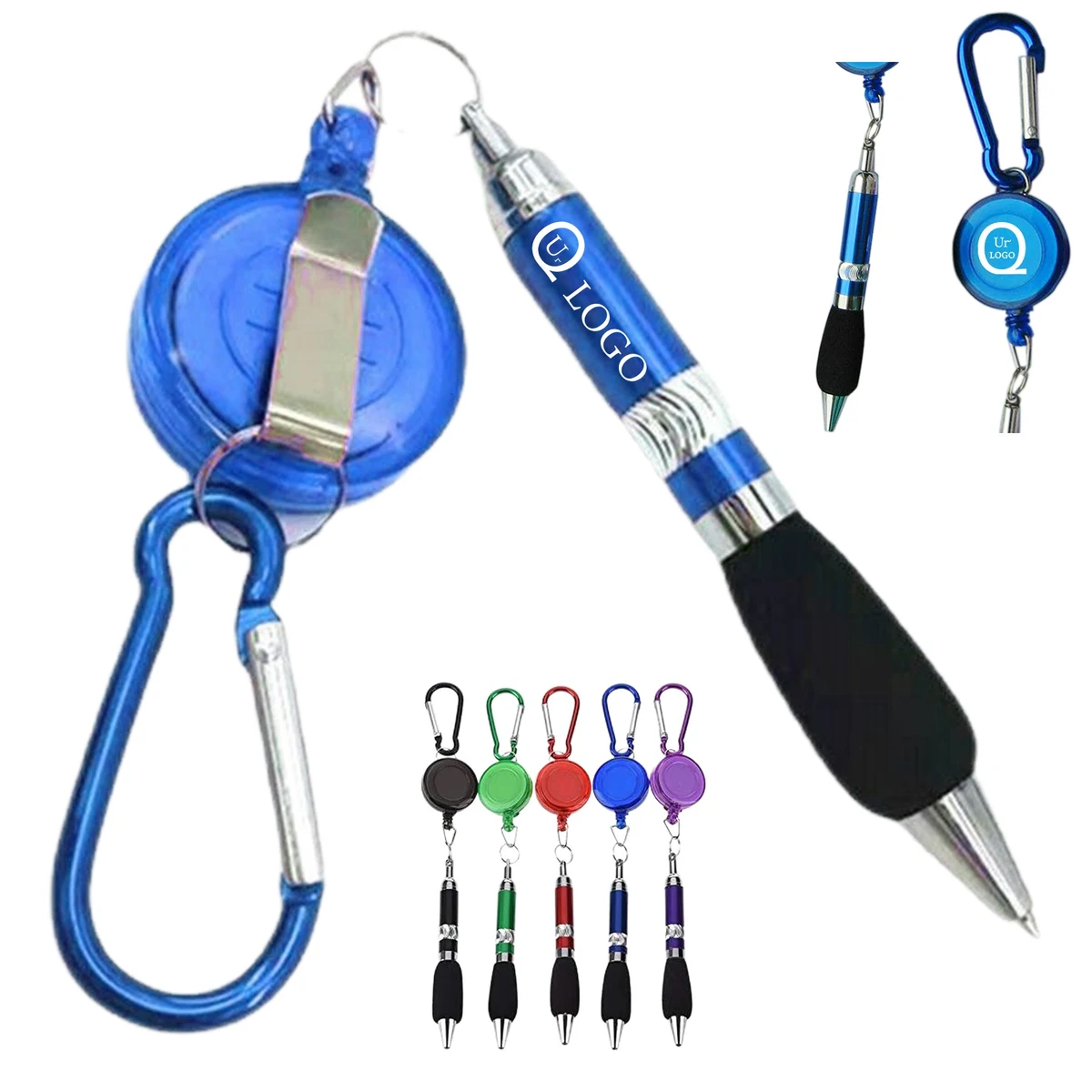 Retractable Badge Holder Carabiner Pen 1