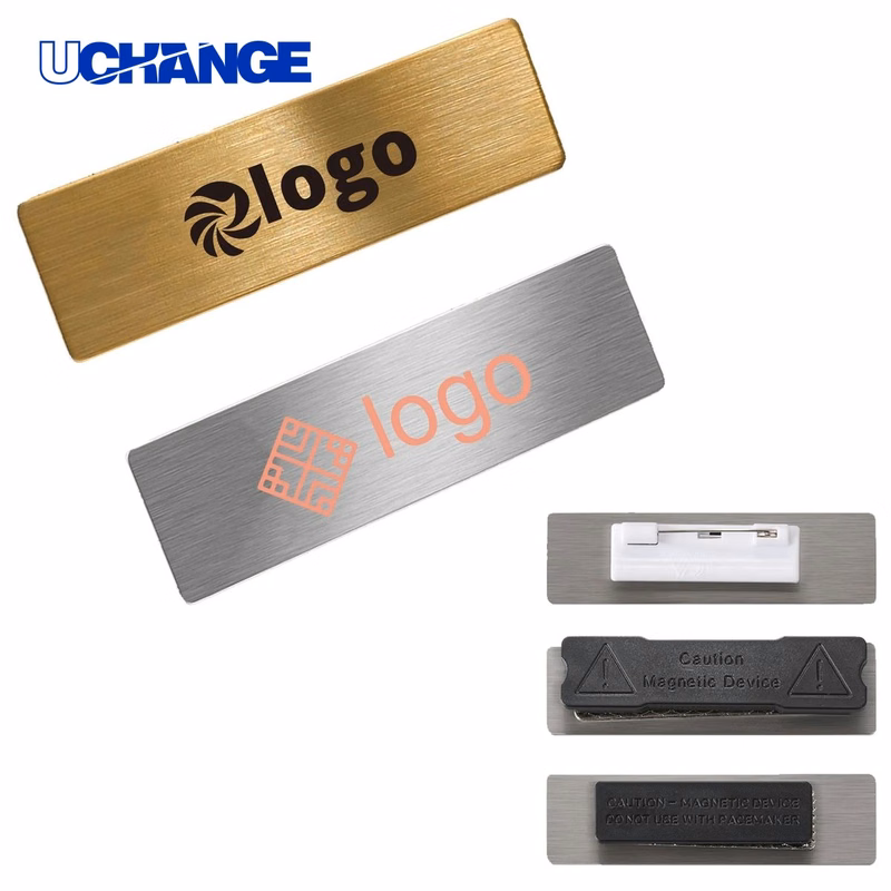 Stainless Steel Name Tag with Pin or Magnetic Back