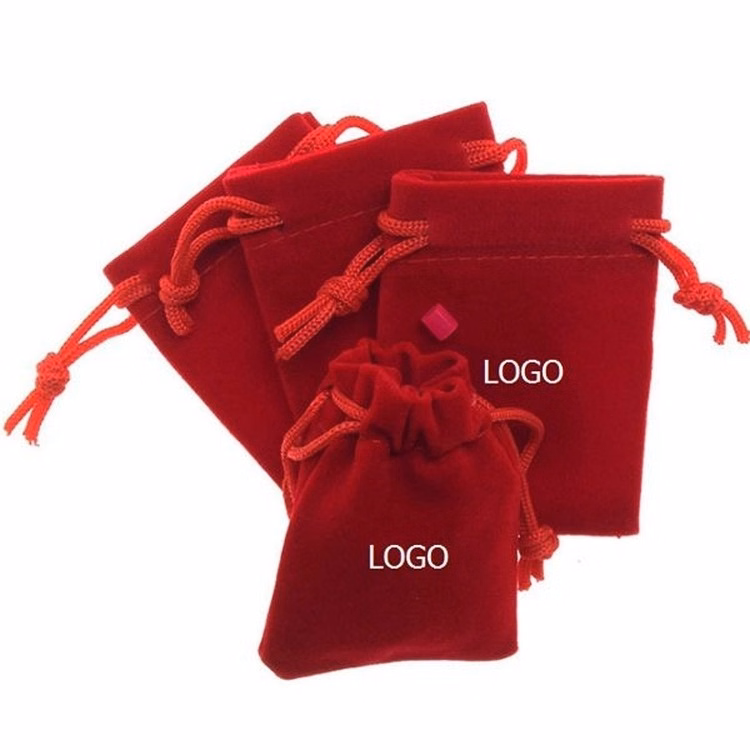 Red Velvet Drawstring Jewelry Bag