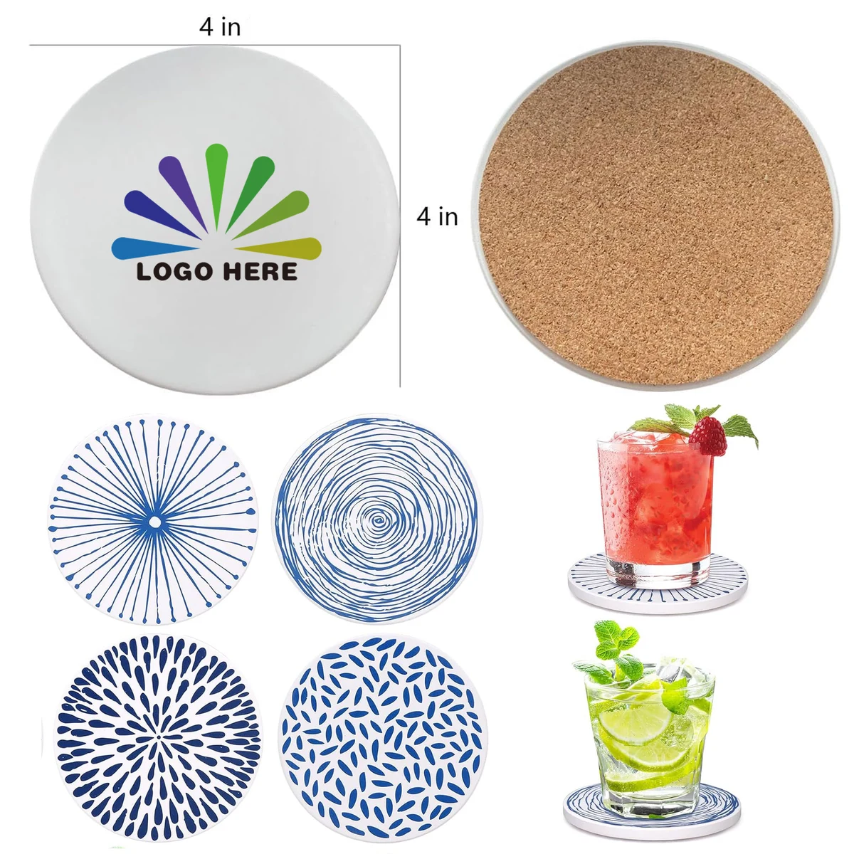 MOQ20 Absorbent Ceramic Coasters 1