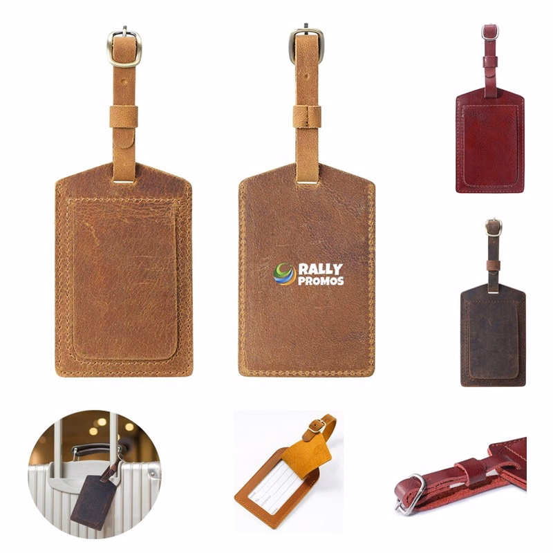 Leather Luggage Tag with Adjustable Strap