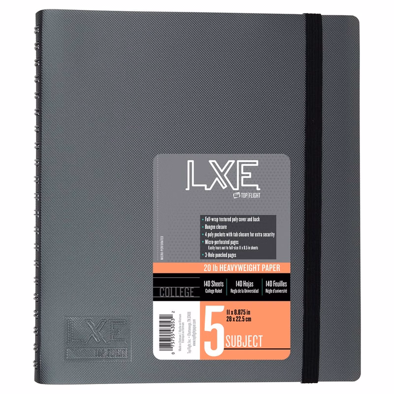 5 Subject Spiral Notebooks - College Ruled 140 Sheets 4 Colors