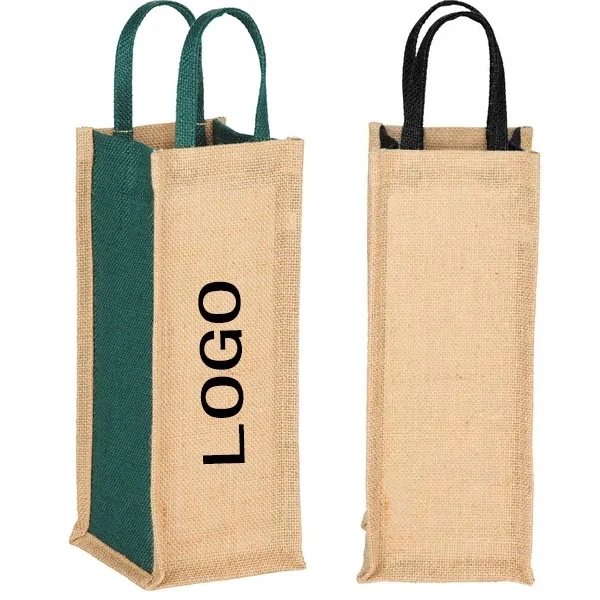 Promotional Jute Single Bottle Wine Tote 1