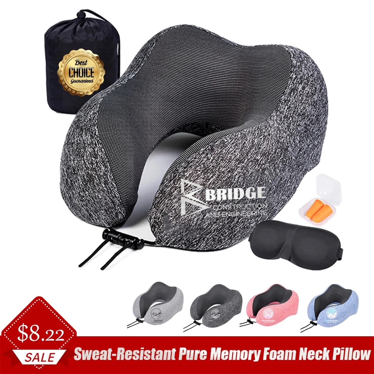 Sweat-Resistant and Washable Pure Memory Foam Neck Pillow 1