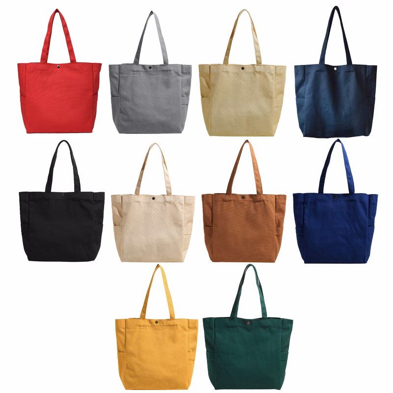 Easy Access Canvas Button Tote Bag