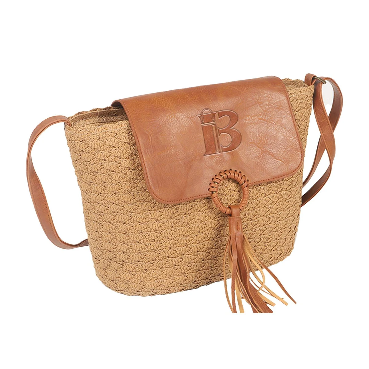 Straw Tassel Flap Crossbody Bag 1