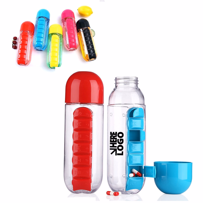 20oz Water Bottle With Multi-purpose Pill Box
