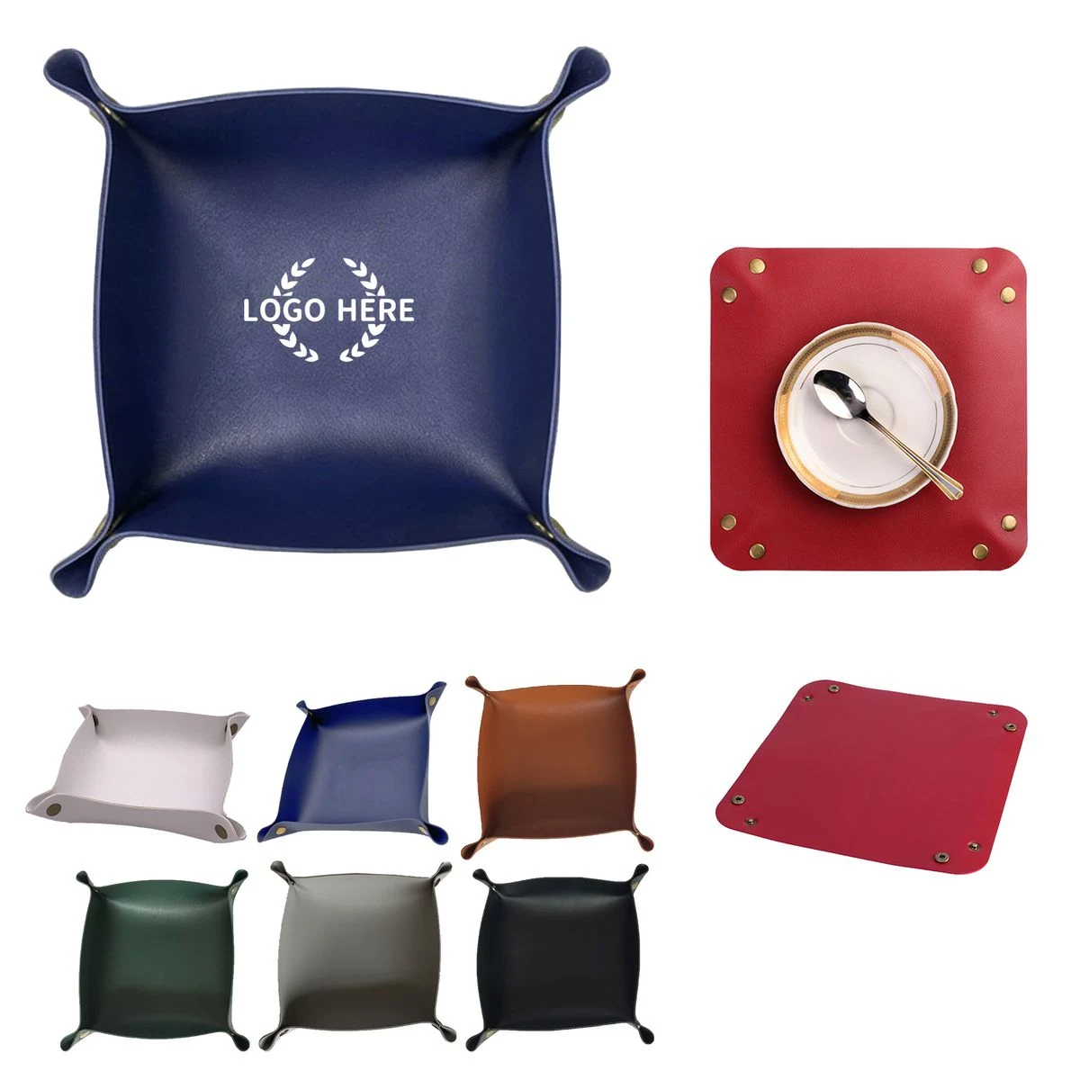 PU Leather Desktop Storage Organizer Tray 1