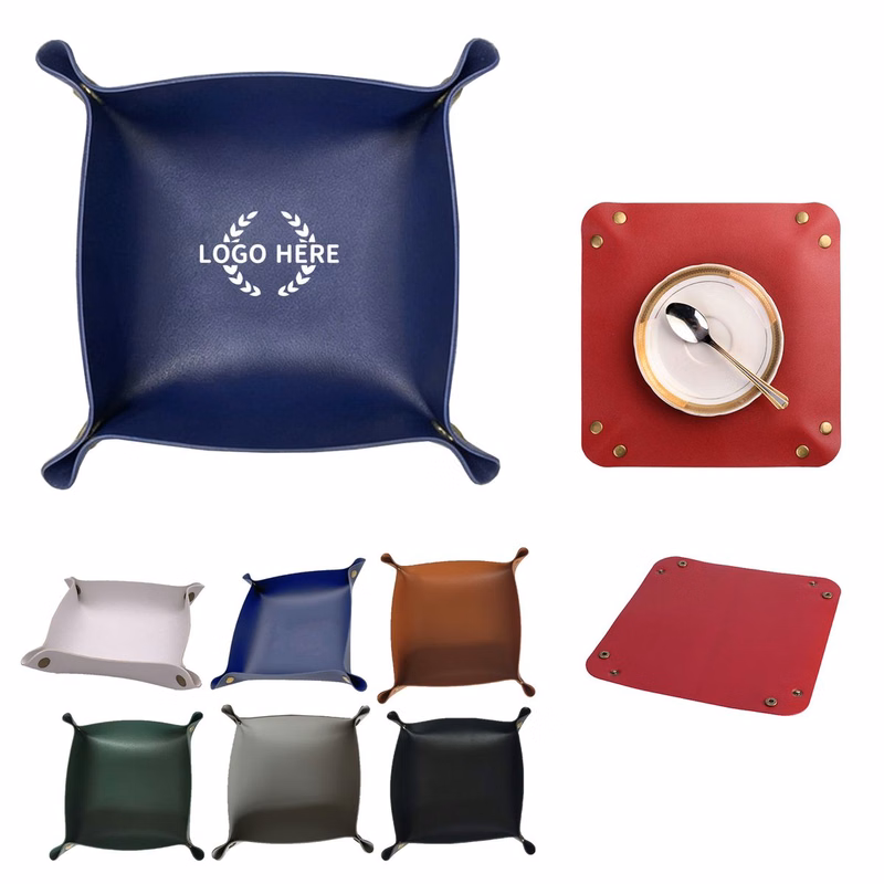 PU Leather Desktop Storage Organizer Tray