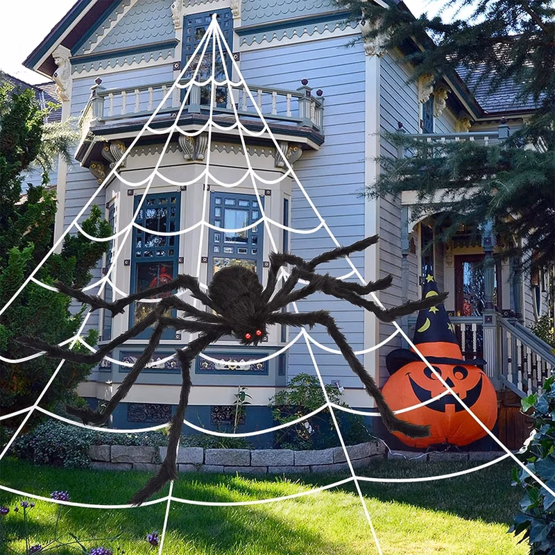 Halloween Triangular Huge Spider Web for Parties Haunted