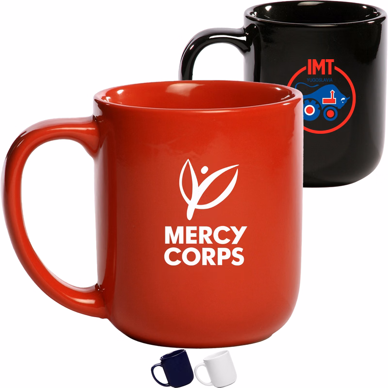 16 oz. Smooth Molded Glossy Coffee Mugs w/ High-curved Grip
