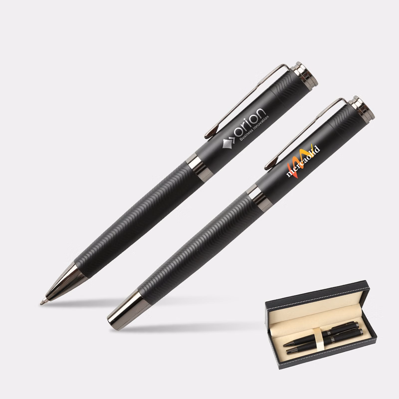 Titus® Wavy Pattern Luxury Signature Pen Set – Ballpoint & Rollerball Duo with Gift Box