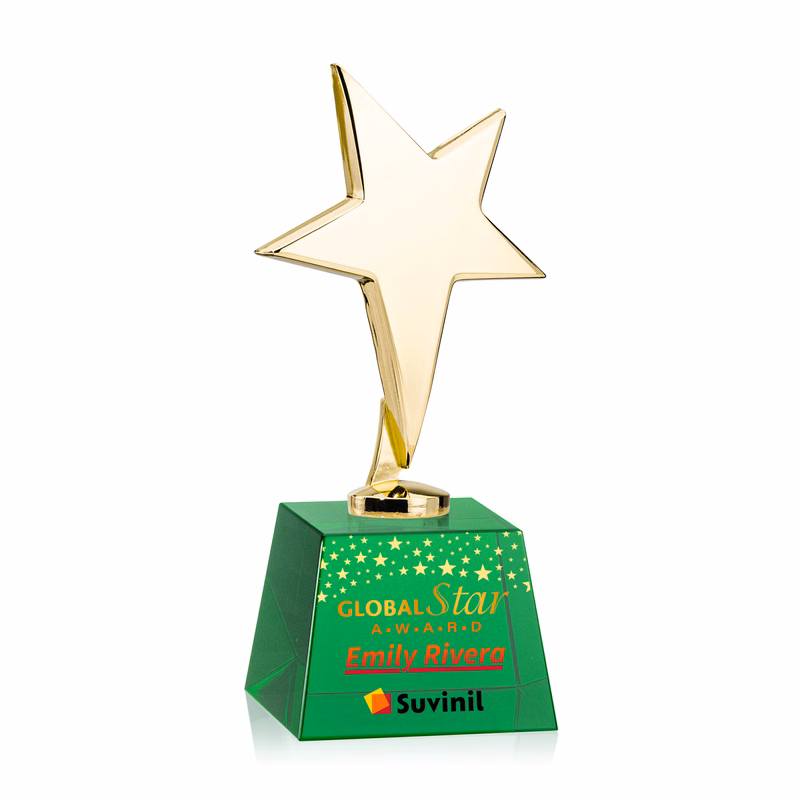 Tuscany Gold Star VividPrint™ Award on Robson Base - Green