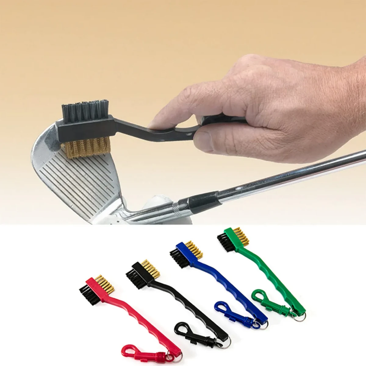 2 Sides Metal and Nylon Bristles PP Golf Cleaning Brushes 1