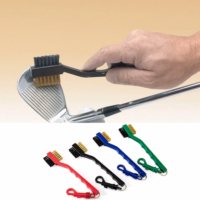 2 Sides Metal and Nylon Bristles PP Golf Cleaning Brushes