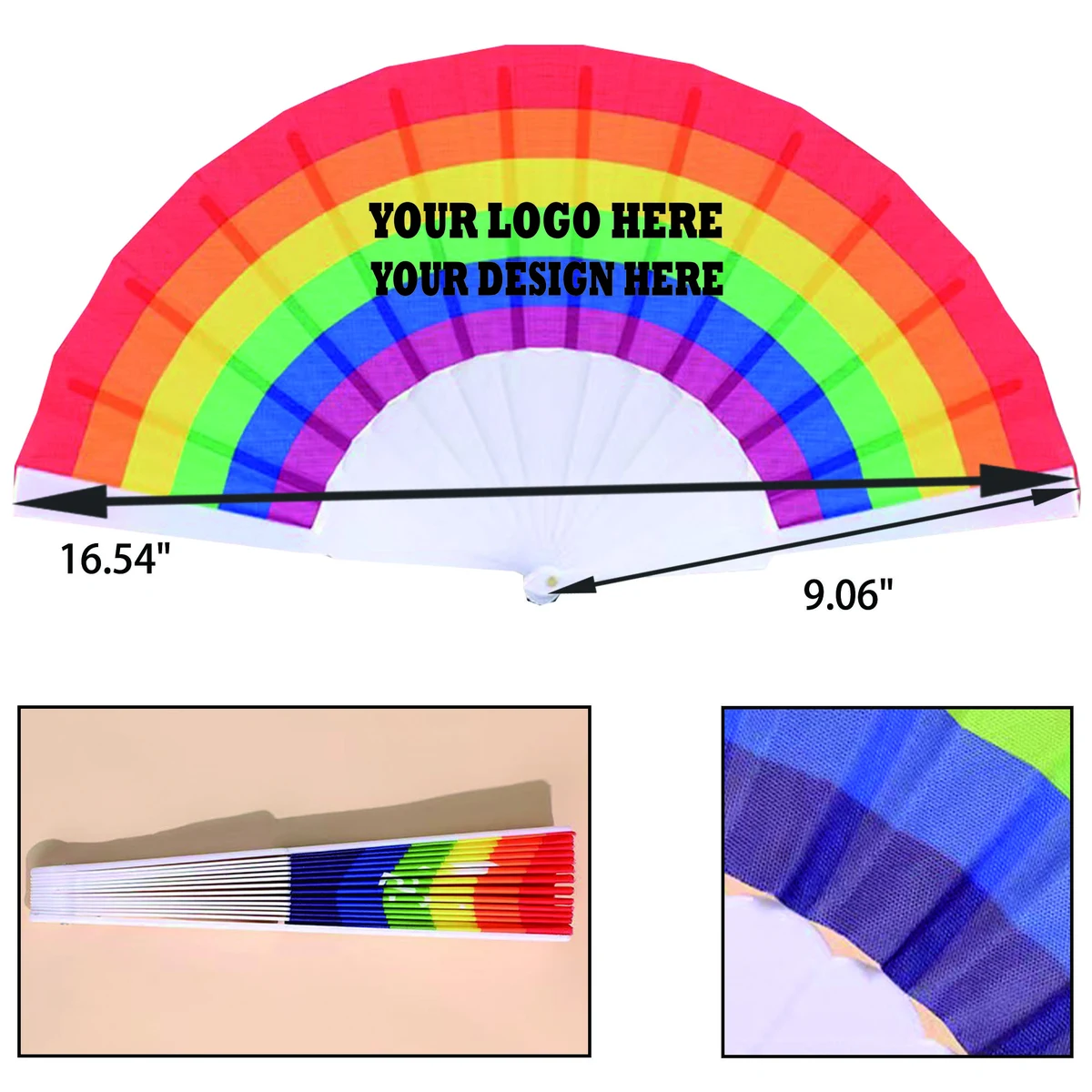 Full Color Novelty Handheld Rainbow Fan MOQ 100 1