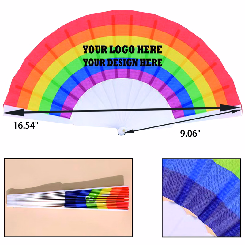 Full Color Novelty Handheld Rainbow Fan MOQ 100
