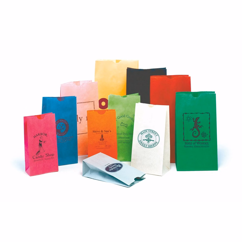 Colored Kraft SOS Flat Bottom Bags - Hot Stamp Imprint