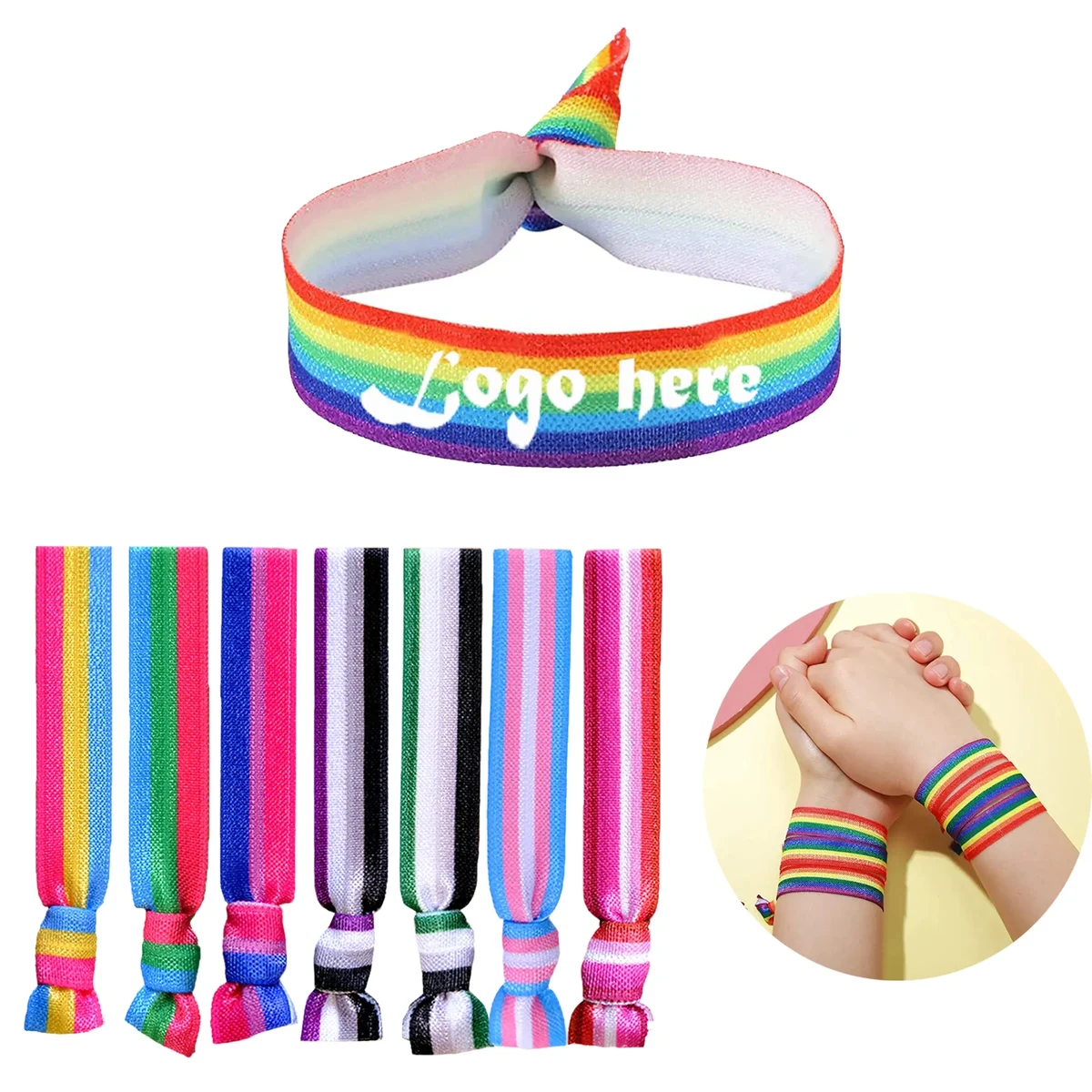 Rainbow Headband Elastic Bracelet Pride Month Decoration 1