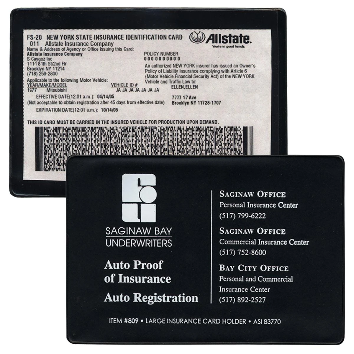 XL Large Insurance Card Holder 1