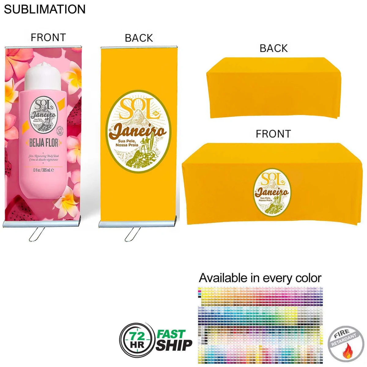 72Hr Fast Ship - Outdoor Event Package 3, Double sided outdoor pull up banner+ 6' box fit Cloth 1