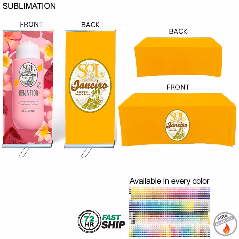 72Hr Fast Ship - Outdoor Event Package 3, Double sided outdoor pull up banner+ 6' box fit Cloth